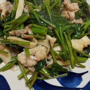 エリンギと空芯菜豚肉のオイスター炒め